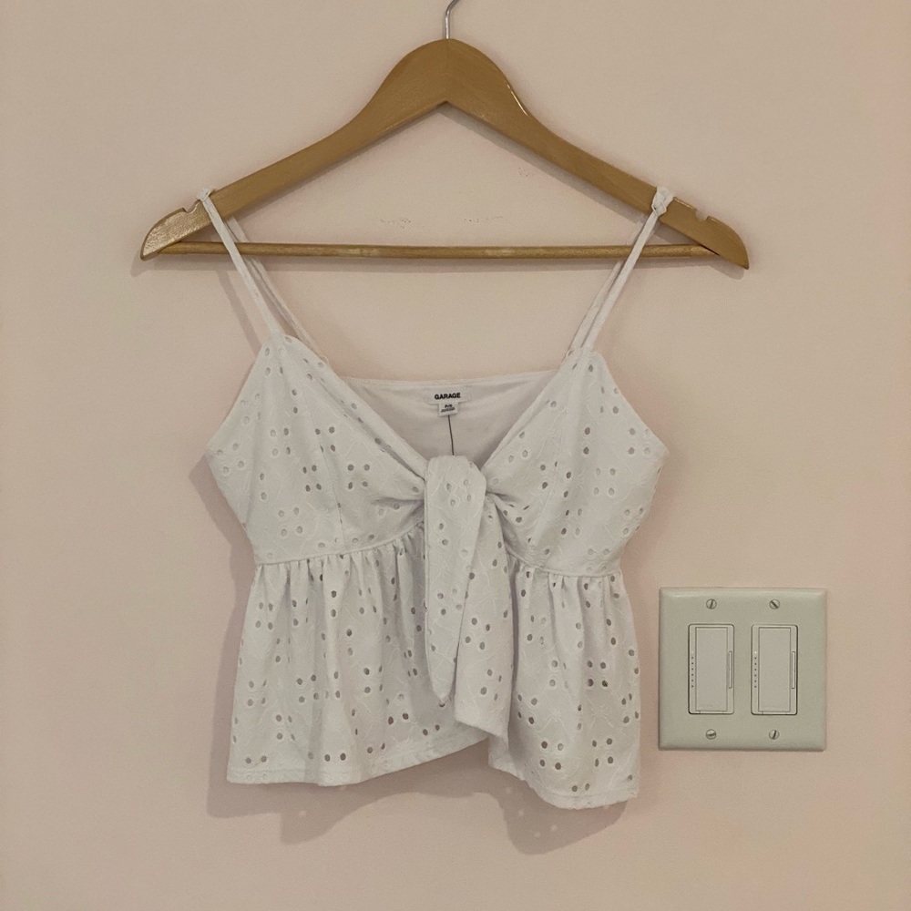 NEVER WORN Garage White Eyelet Tie Tank